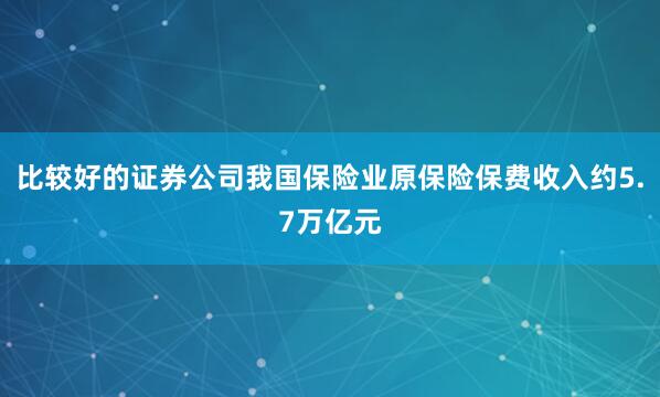 比较好的证券公司我国保险业原保险保费收入约5.7万亿元