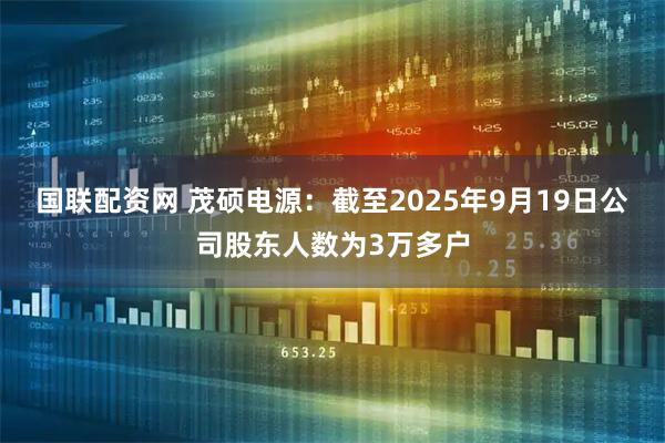国联配资网 茂硕电源：截至2025年9月19日公司股东人数为3万多户